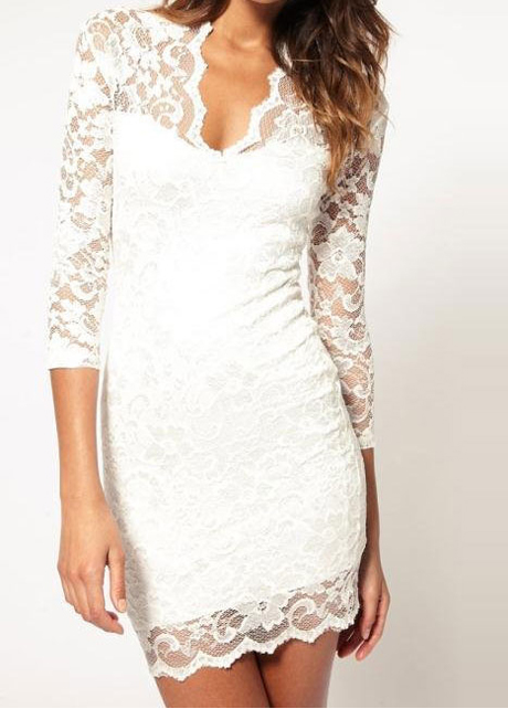 Lace Dress With Scalloped Neck